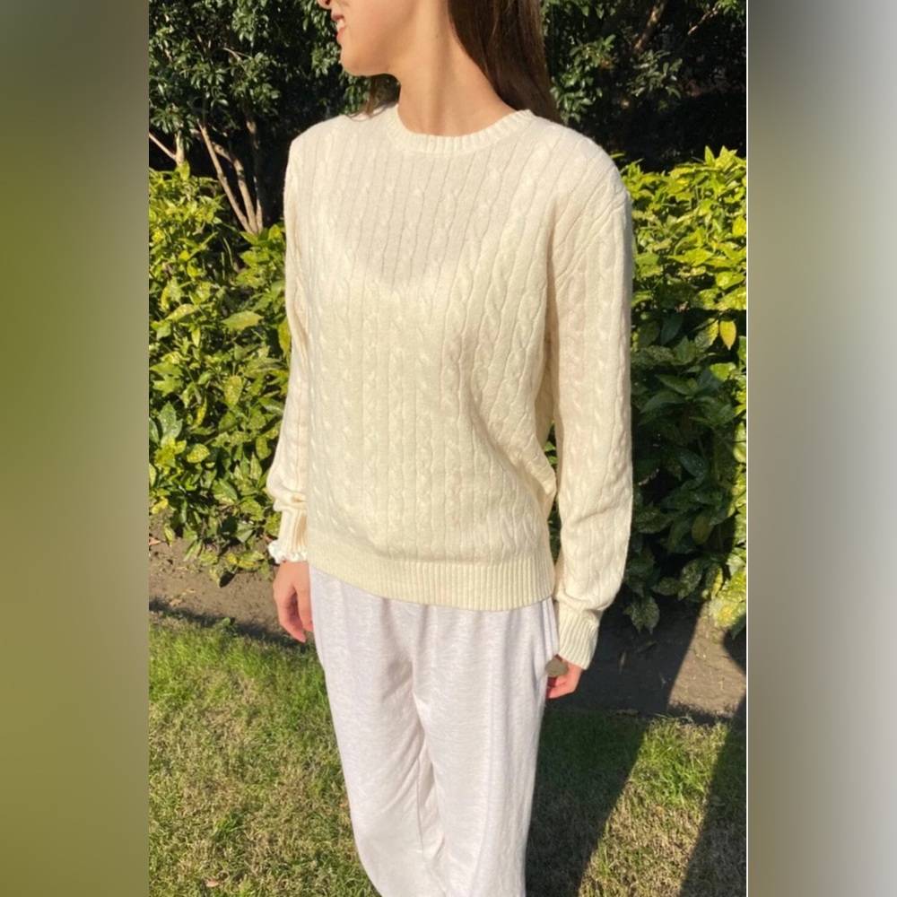 Brandy Melville Ivory Cable Knit Sweater